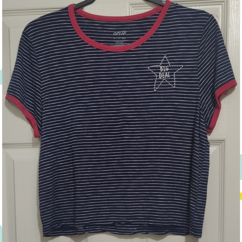 ⭐aerie Striped Crop Top Tee